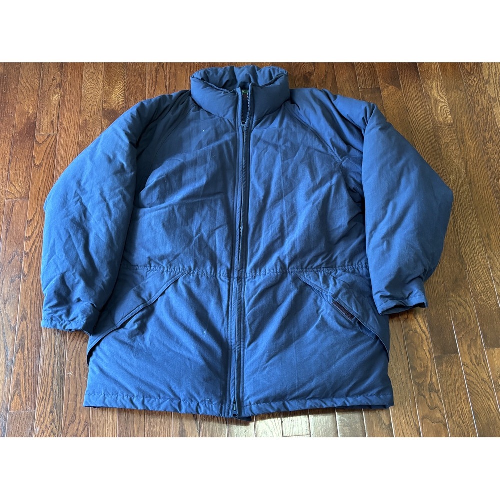 Vintage J.Crew Goose Down Puffer Parka Jacket Navy Blue Mens Medium Heavy Coat